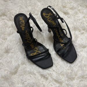 Sam Edelman Black Strappy Square-Toe Slingback Heels size 38